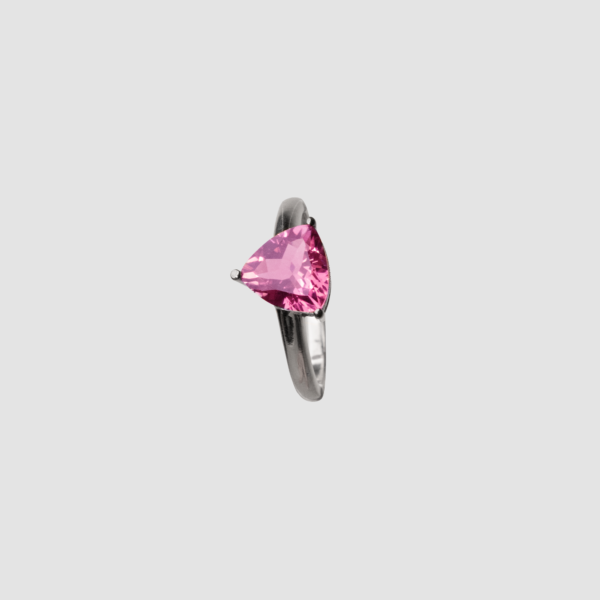 Rosette Pink Trillion-Cut Solitaire Ring - Image 3