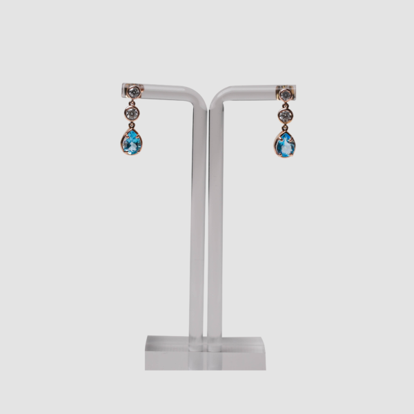 Vintage Blue Topaz Drop Earrings - Image 2
